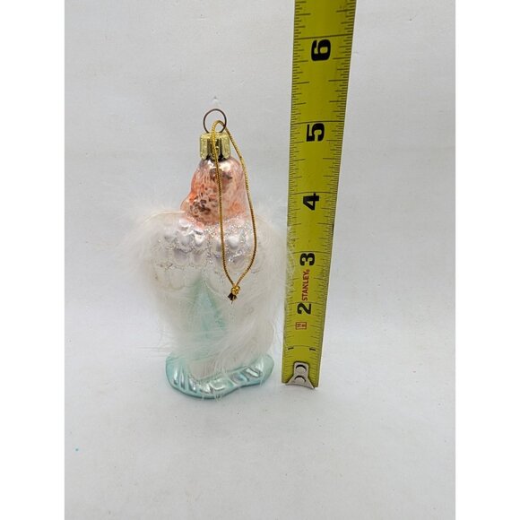 Vtg. Best Santa Christmas Ornament Angel 'NOEL' Glass Angel faux Feathers 5.25” - Picture 4 of 15